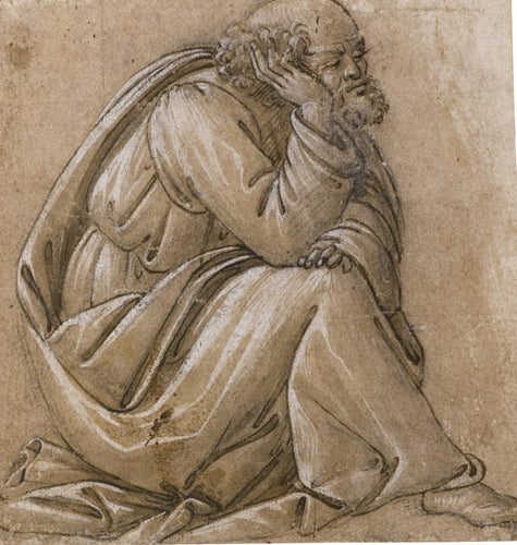 Estudo para um São José sentado, com a cabeça apoiada na mão direita (Sandro Botticelli) - Reprodução com Qualidade Museu