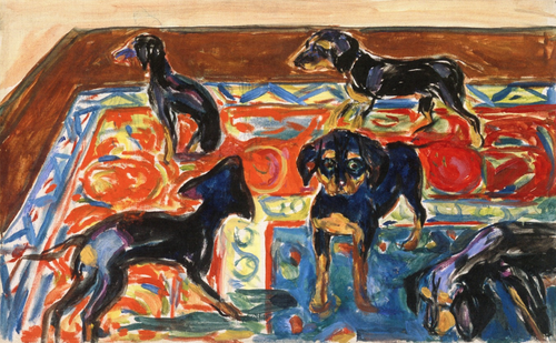 Cinco filhotes no tapete (Edvard Munch) - Reprodução com Qualidade Museu