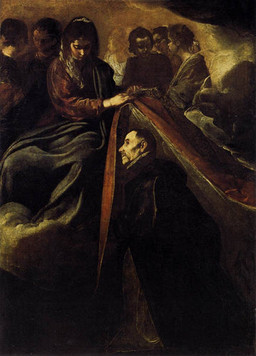 Santo Ildefonso recebendo o Chasuble da Virgem (Diego velázquez) - Reprodução com Qualidade Museu