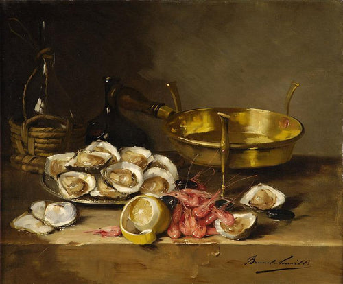 Natureza morta com ostras e camarões (Alfred-Arthur Brunel de Neuville) - Reprodução com Qualidade Museu