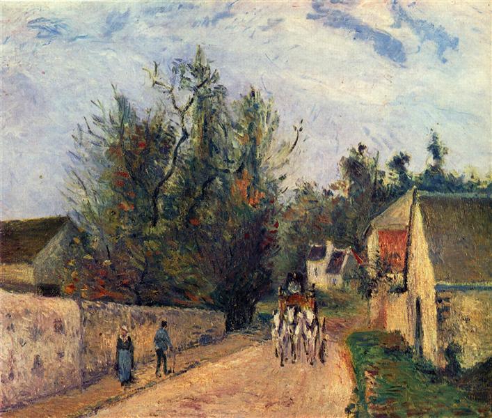 The Stage on the Road from Ennery to l'Hermigate, Pontoise - Camille Pissarro
