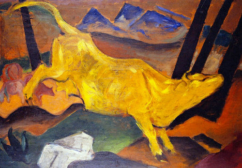 The Yellow Cow, Sketch (Franz Marc) - Reprodução com Qualidade Museu