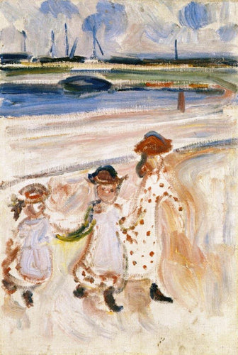 Três meninas na praia (Edvard Munch) - Reprodução com Qualidade Museu