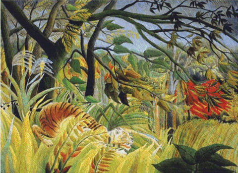 Tigre em uma tempestade tropical (Henri Rousseau) - Reprodução com Qualidade Museu