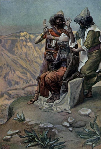 Moisés na montanha durante a batalha