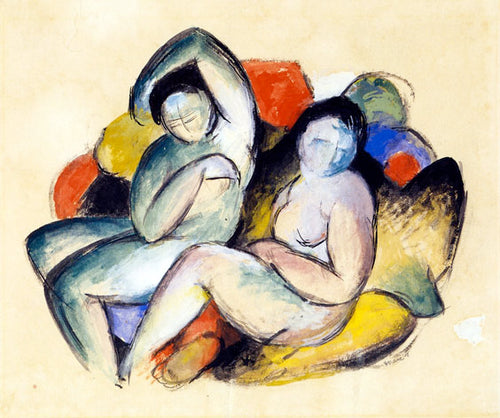 Dois Nus Femininos (Franz Marc) - Reprodução com Qualidade Museu