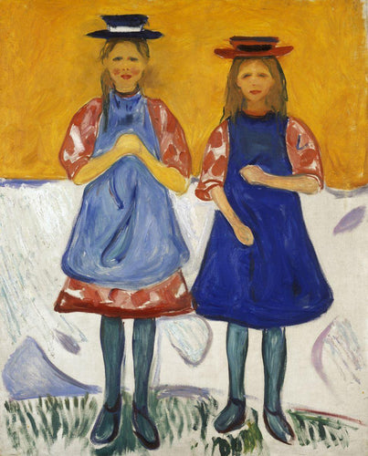 Duas meninas com aventais azuis (Edvard Munch) - Reprodução com Qualidade Museu