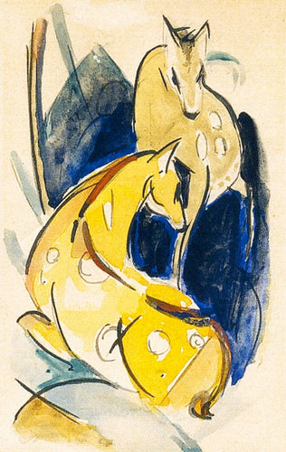 Dois animais amarelos (Franz Marc) - Reprodução com Qualidade Museu