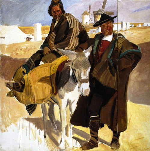 Tipos de La Mancha, o burro branco (Joaquin Sorolla) - Reprodução com Qualidade Museu