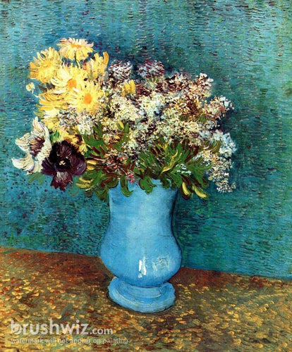 Vaso com Flieder, Margerites e Anêmonas (Vincent Van Gogh) - Reprodução com Qualidade Museu