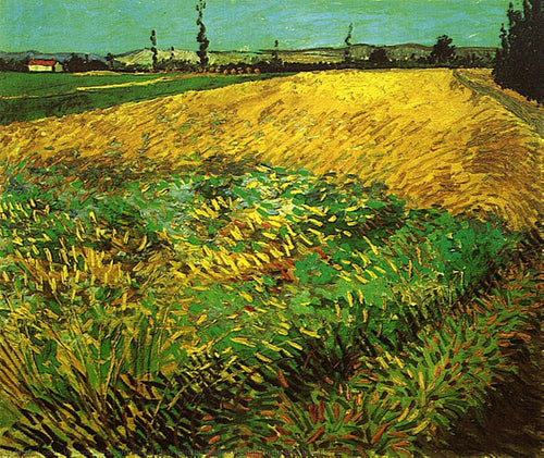 Campo de trigo com as colinas dos Alpilles ao fundo (Vincent Van Gogh) - Reprodução com Qualidade Museu