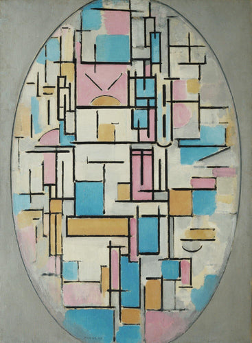 Composição Em Oval Com Planos De Cores 1 (Piet Mondrian) - Reprodução com Qualidade Museu