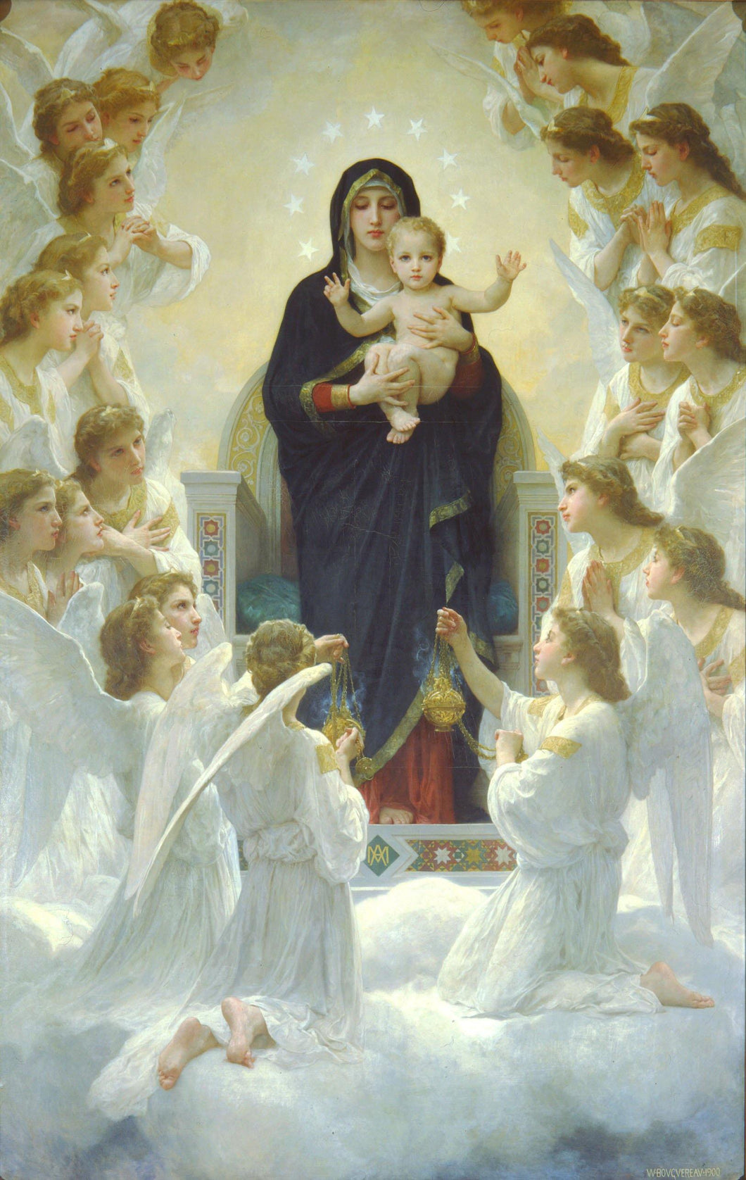 A Virgem Com Anjos (William-Adolphe Bouguereau) - Reprodução com Qualidade Museu