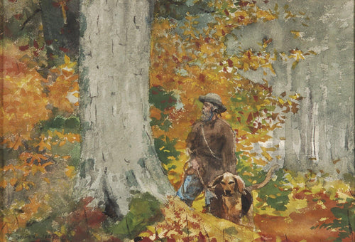 Adirondack Woods, guia e cachorro (Winslow Homer) - Reprodução com Qualidade Museu