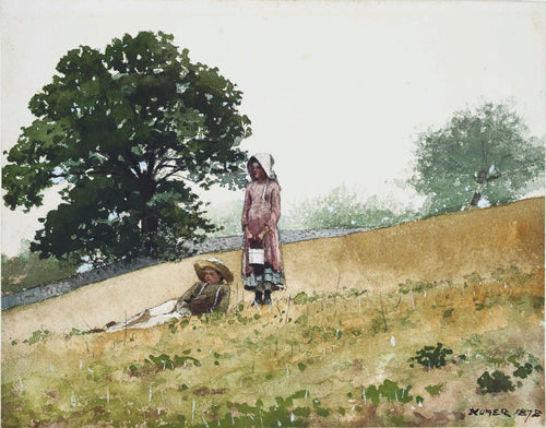 Menino e menina em uma encosta (Winslow Homer) - Reprodução com Qualidade Museu