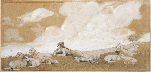 Menina e ovelha (Winslow Homer) - Reprodução com Qualidade Museu