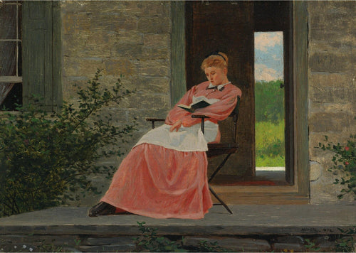 Menina lendo em uma varanda de pedra (Winslow Homer) - Reprodução com Qualidade Museu