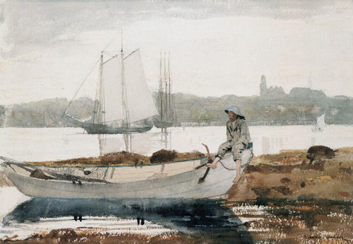 Gloucester Harbor e Dory (Winslow Homer) - Reprodução com Qualidade Museu