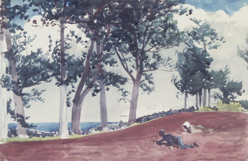 Casa e árvores (Winslow Homer) - Reprodução com Qualidade Museu