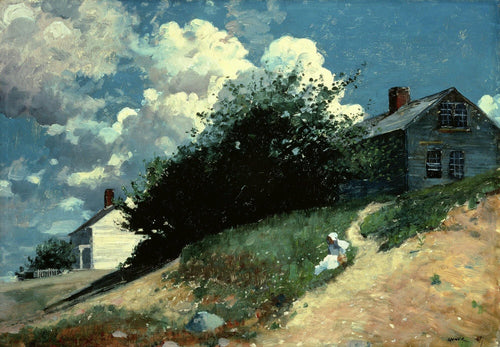 Casas em uma colina (Winslow Homer) - Reprodução com Qualidade Museu