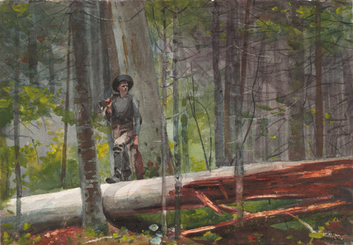 Hunter In The Adirondacks (Winslow Homer) - Reprodução com Qualidade Museu