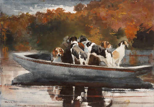 Cães em um barco (Winslow Homer) - Reprodução com Qualidade Museu