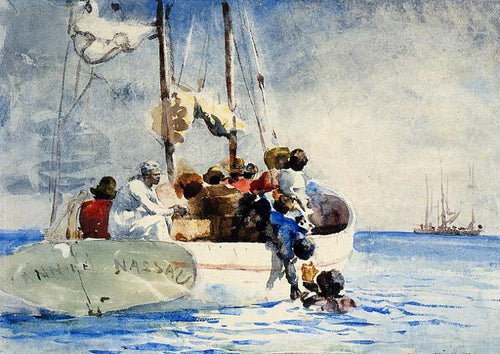 Pesca com esponja (Winslow Homer) - Reprodução com Qualidade Museu