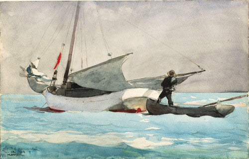 Arrumando a vela (Winslow Homer) - Reprodução com Qualidade Museu