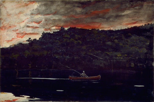 Pesca ao nascer do sol em Adirondacks (Winslow Homer) - Reprodução com Qualidade Museu