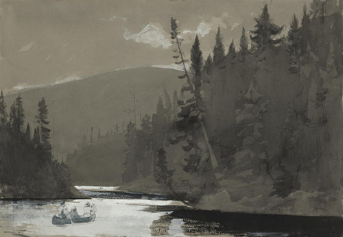 Três homens em uma canoa (Winslow Homer) - Reprodução com Qualidade Museu