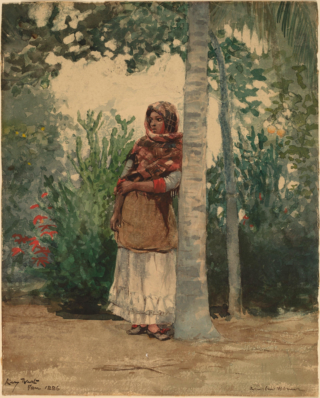 Debaixo de uma palmeira (Winslow Homer) - Reprodução com Qualidade Museu