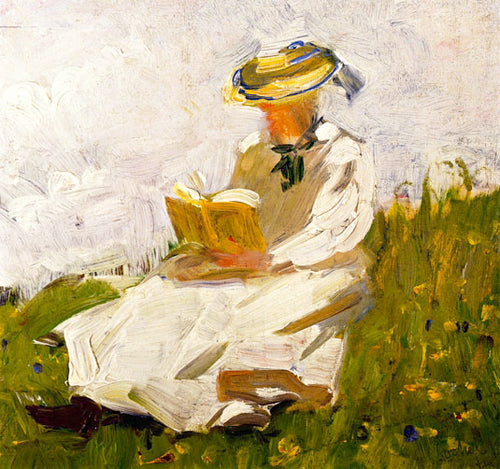 Mulher lendo em um prado (Franz Marc) - Reprodução com Qualidade Museu