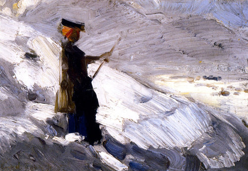 Mulher em pé em uma paisagem de inverno (Franz Marc) - Reprodução com Qualidade Museu