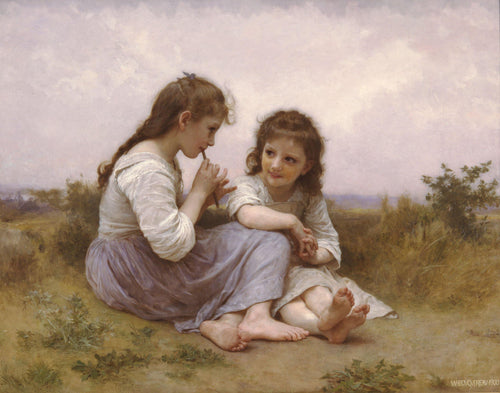 Um Idílio de Infância (William-Adolphe Bouguereau) - Reprodução com Qualidade Museu