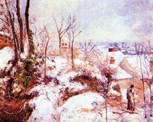 Uma casa de campo na neve (Camille Pissarro) - Reprodução com Qualidade Museu