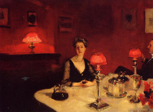 Uma mesa de jantar à noite (John Singer Sargent) - Reprodução com Qualidade Museu