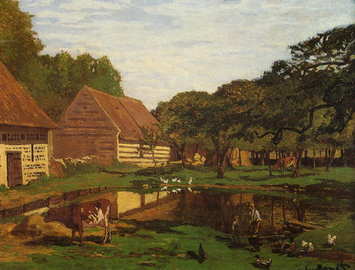 Um Farmyard na Normandia (Claude Monet) - Reprodução com Qualidade Museu