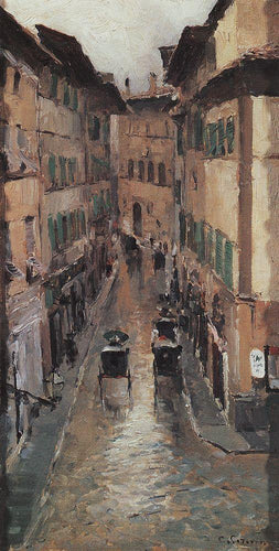 Uma rua em Florença na chuva