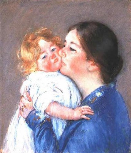 A Kiss For Baby Ann, No.2 (Mary Cassatt) - Reprodução com Qualidade Museu