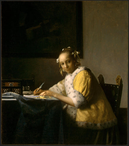A Lady Writing (Johannes Vermeer) - Reprodução com Qualidade Museu