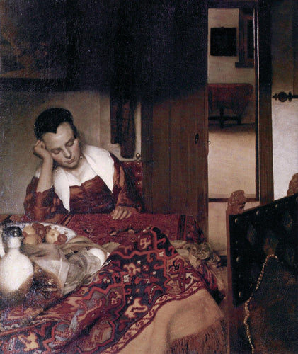 Uma empregada adormecida (Johannes Vermeer) - Reprodução com Qualidade Museu