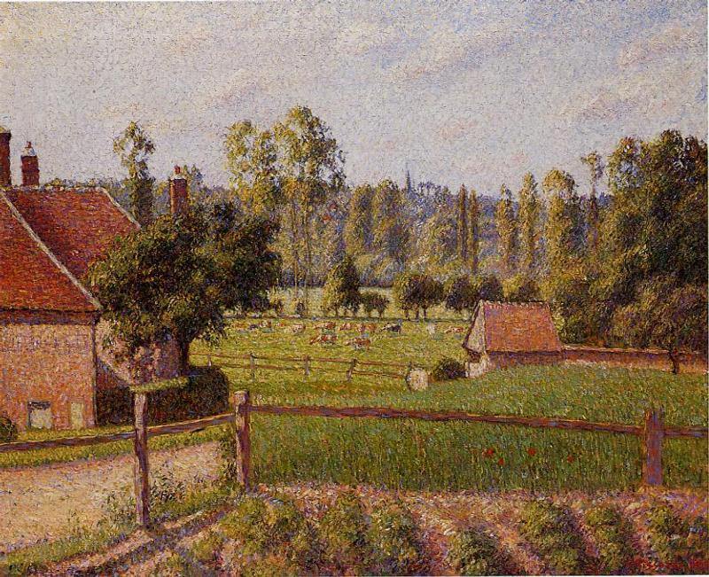 Um prado em Eragny (Camille Pissarro) - Reprodução com Qualidade Museu