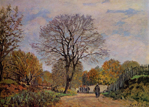 Uma estrada em Seine Et Marne (Alfred Sisley) - Reprodução com Qualidade Museu