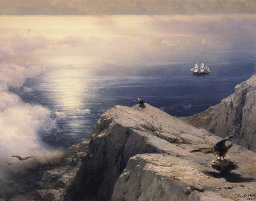 Uma paisagem rochosa costeira no Egeu (Ivan Aivazovsky) - Reprodução com Qualidade Museu