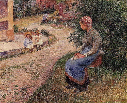 Um servo sentado no jardim de Eragny (Camille Pissarro) - Reprodução com Qualidade Museu