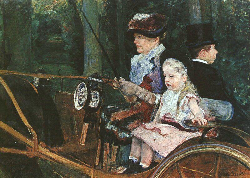 Mulher e criança dirigindo (Mary Cassatt) - Reprodução com Qualidade Museu