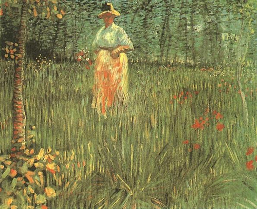 Uma mulher caminhando no jardim (Vincent Van Gogh) - Reprodução com Qualidade Museu