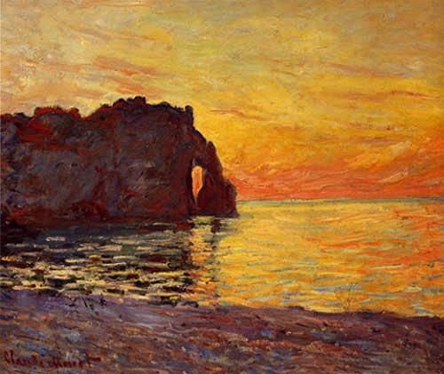 Etretat Cliff Of Daval Sunset (Claude Monet) - Reprodução com Qualidade Museu