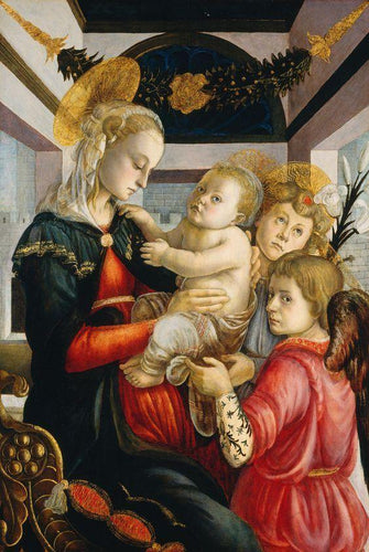 Madonna e criança com anjos (Sandro Botticelli) - Reprodução com Qualidade Museu