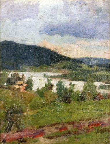 Paisagem com lago e floresta (Edvard Munch) - Reprodução com Qualidade Museu